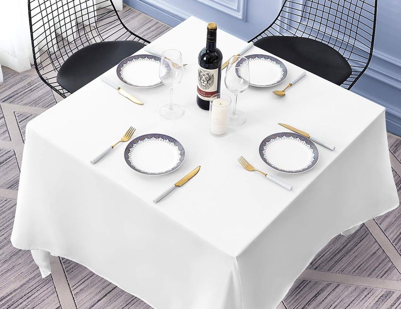 Surmente Square Tablecloth for Square or Round Tables 100% Polyester 85x85 Inch Table Cloth for Weddings, Banquets, or Restaurants (White) - Image 5